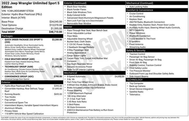 2022 Jeep Wrangler Unlimited Sport S