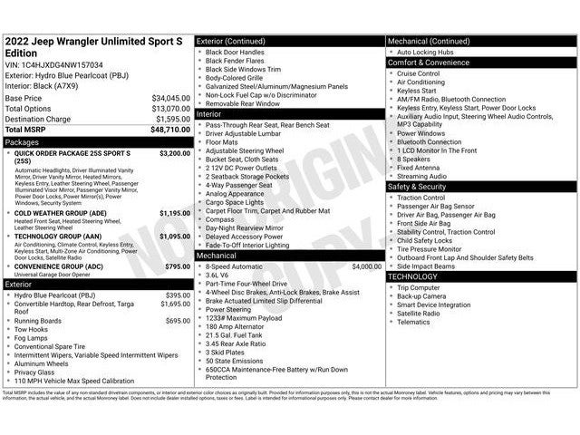 2022 Jeep Wrangler Unlimited Sport S