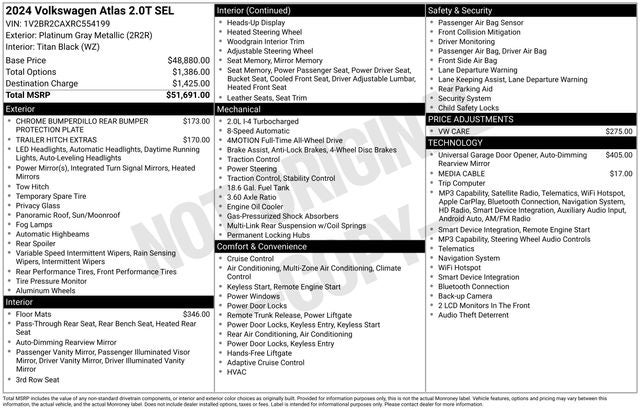 2024 Volkswagen Atlas 2.0T SEL