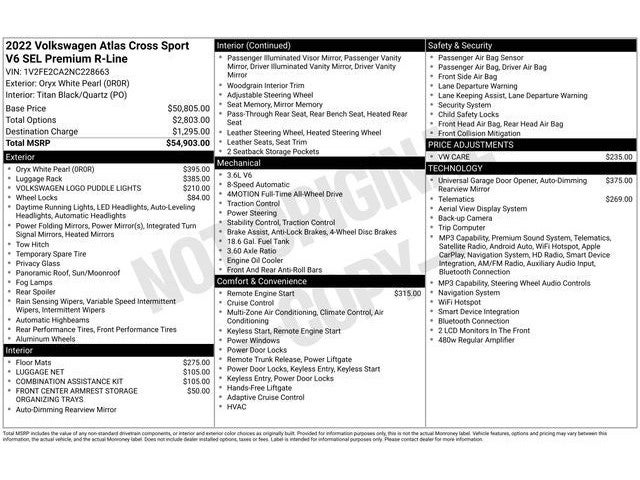 2022 Volkswagen Atlas Cross Sport 3.6L V6 SEL Premium R-Line