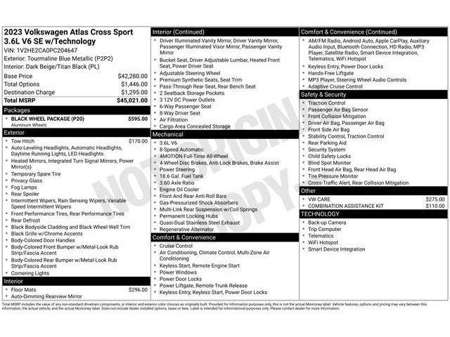 2023 Volkswagen Atlas Cross Sport 3.6L V6 SE w/Technology