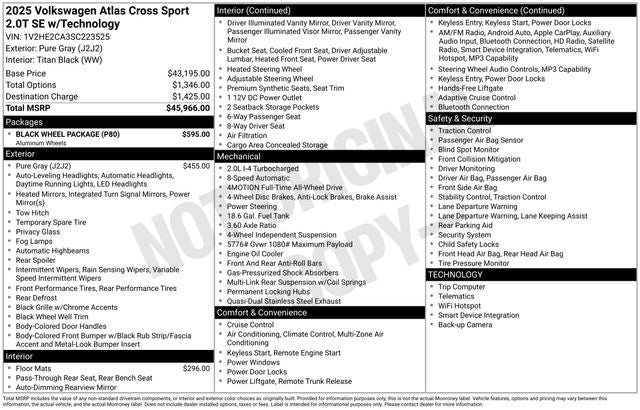 2025 Volkswagen Atlas Cross Sport 2.0T SE w/Technology