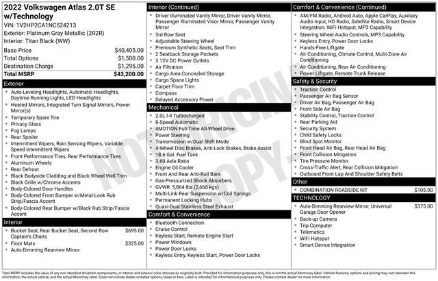 2022 Volkswagen Atlas 2.0T SE w/Technology