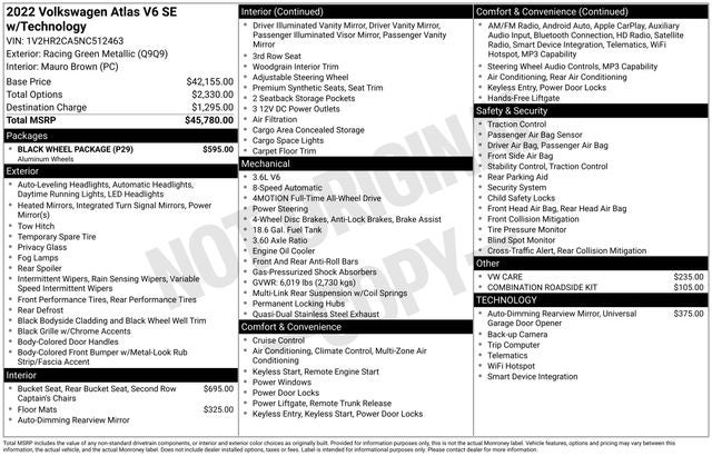 2022 Volkswagen Atlas 3.6L V6 SE w/Technology