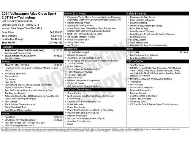 2024 Volkswagen Atlas Cross Sport 2.0T SE w/Technology