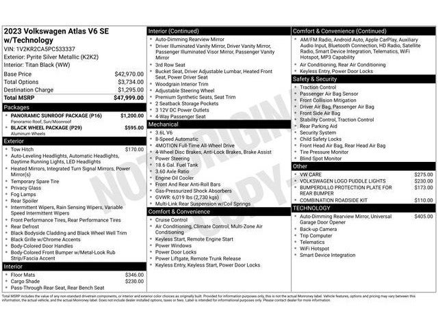 2023 Volkswagen Atlas 3.6L V6 SE w/Technology