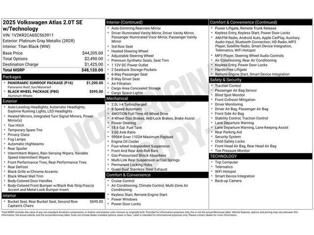 2025 Volkswagen Atlas 2.0T SE w/Technology