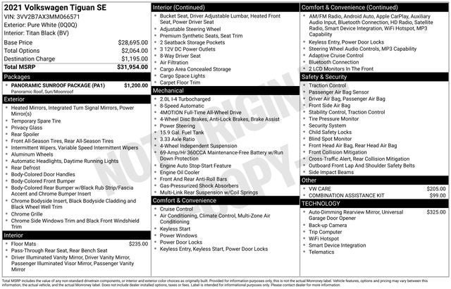 2021 Volkswagen Tiguan 2.0T SE