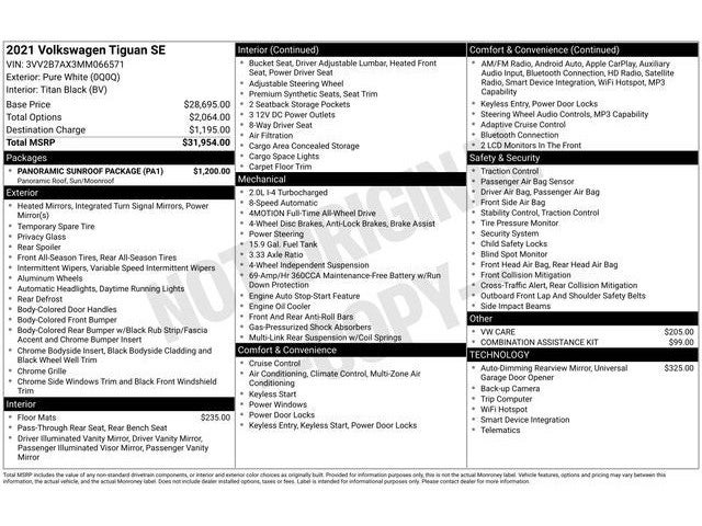 2021 Volkswagen Tiguan 2.0T SE
