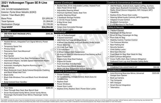 2021 Volkswagen Tiguan 2.0T SE R-Line Black