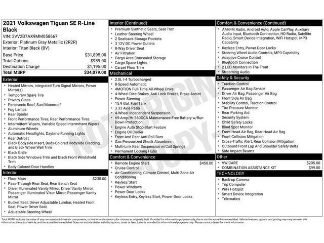 2021 Volkswagen Tiguan 2.0T SE R-Line Black