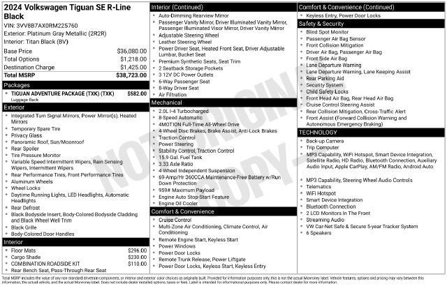 2024 Volkswagen Tiguan 2.0T SE R-Line Black