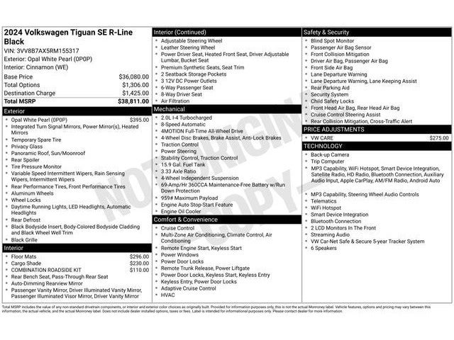2024 Volkswagen Tiguan 2.0T SE R-Line Black