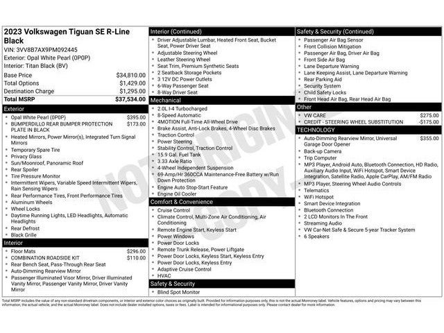 2023 Volkswagen Tiguan 2.0T SE R-Line Black