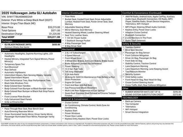 2025 Volkswagen Jetta GLI 2.0T Autobahn