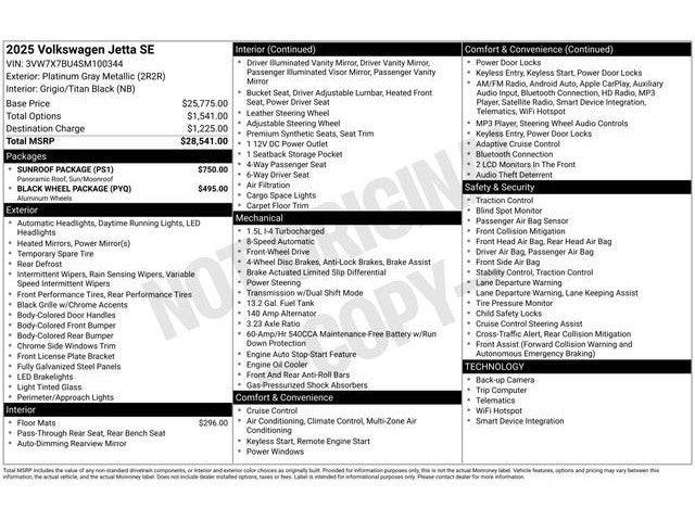 2025 Volkswagen Jetta 1.5T SE