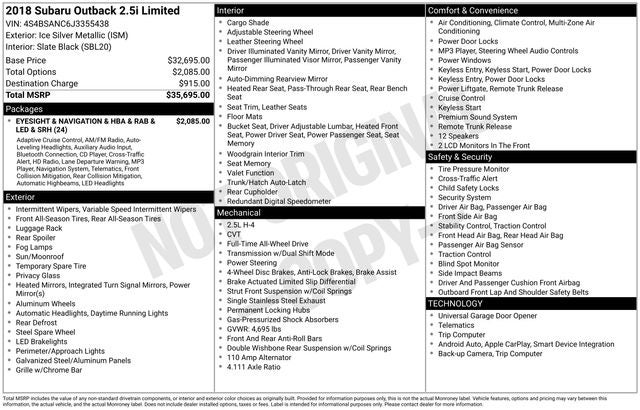 2018 Subaru Outback 2.5i Limited