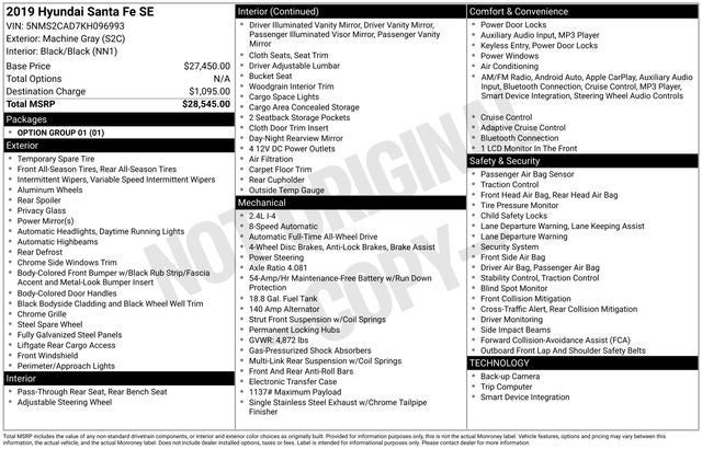 2019 Hyundai Santa Fe SE