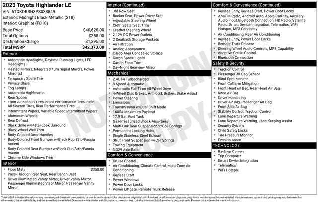 2023 Toyota Highlander LE