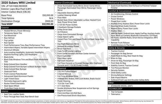 2020 Subaru WRX Limited