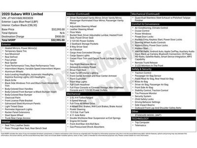 2020 Subaru WRX Limited
