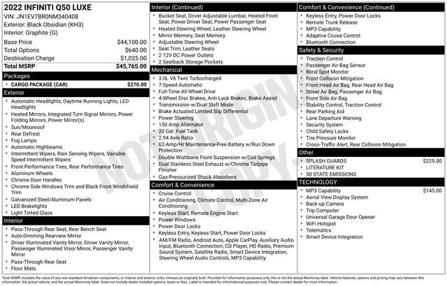 2022 INFINITI Q50 LUXE