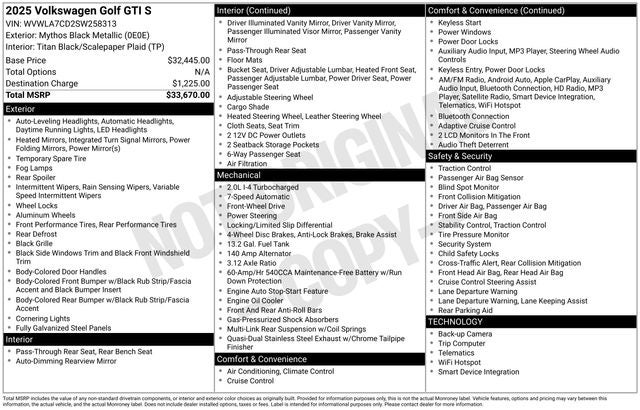 2025 Volkswagen Golf GTI 2.0T S