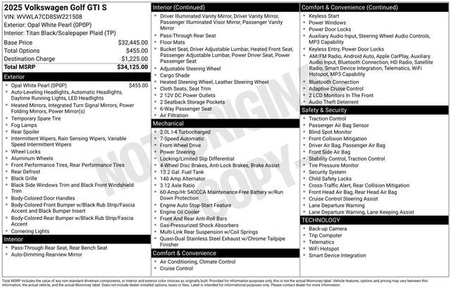 2025 Volkswagen Golf GTI 2.0T S