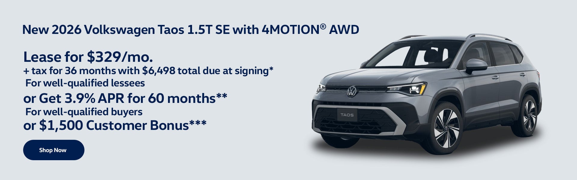 New 2026 Volkswagen Taos 1.5T SE with 4MOTION® AWD