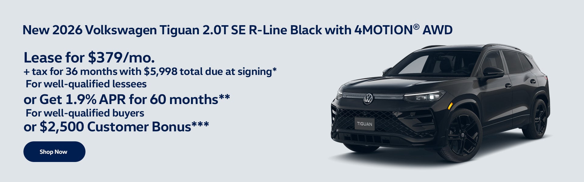 New 2026 Volkswagen Tiguan 2.0T SE R-Line Black with 4MOTION