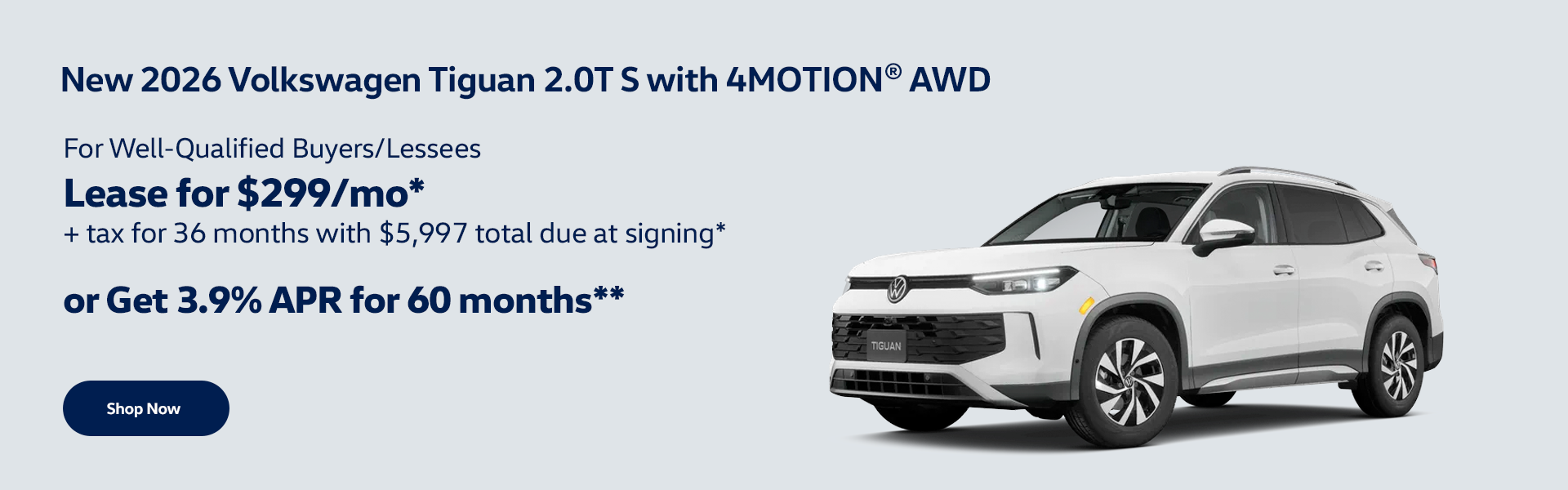 New 2026 Volkswagen Tiguan 2.0T S with 4MOTION® AWD