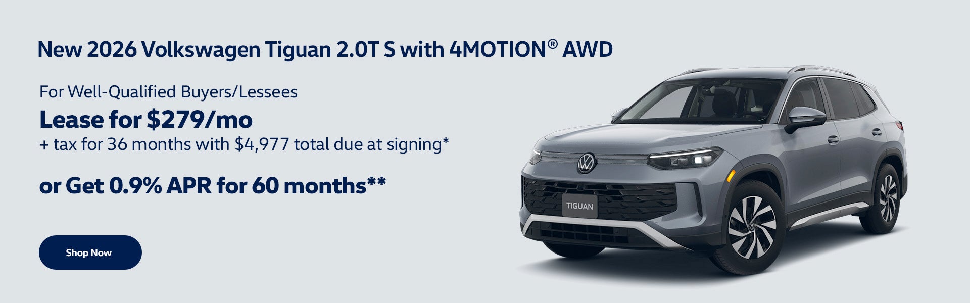 New 2026 Volkswagen Tiguan 2.0T S with 4MOTION® AWD