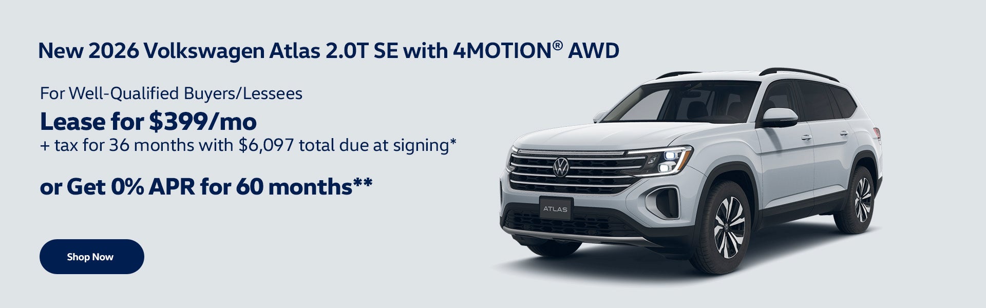 New 2026 Volkswagen Atlas 2.0T SE with 4MOTION® AWD