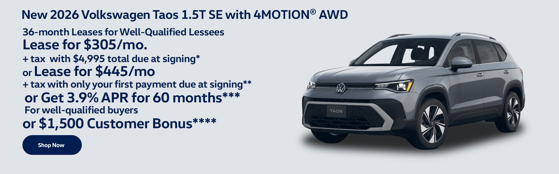 New 2026 Volkswagen Taos 1.5T SE with 4MOTION® AWD