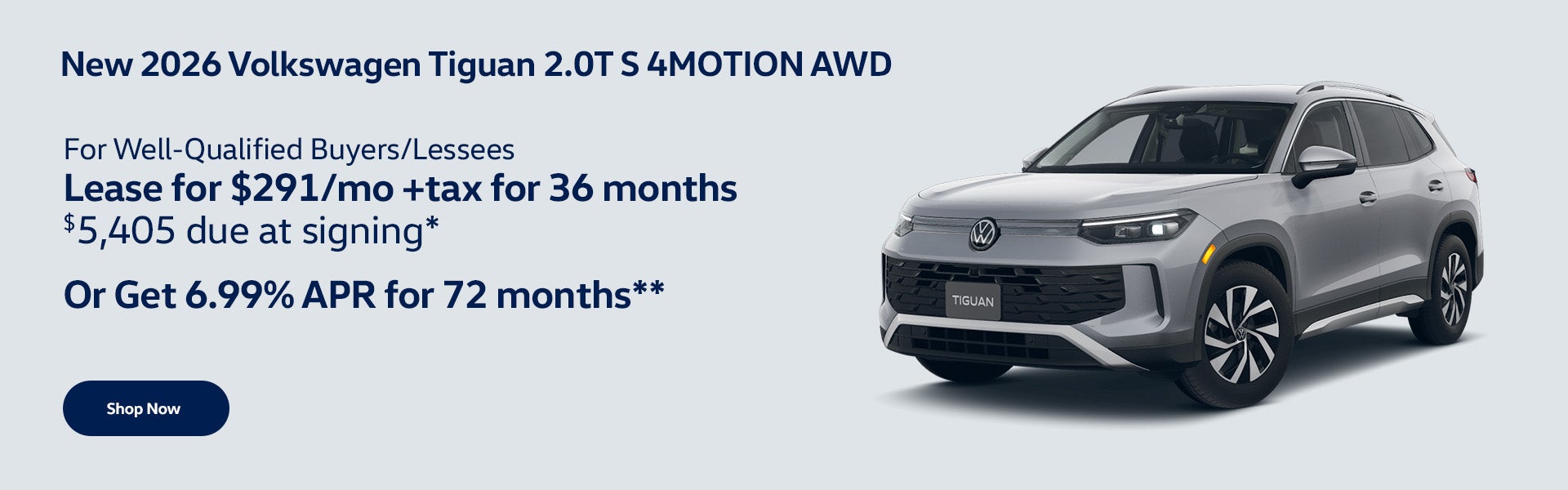 New 2026 Volkswagen Tiguan 2.0T S with 4MOTION® AWD