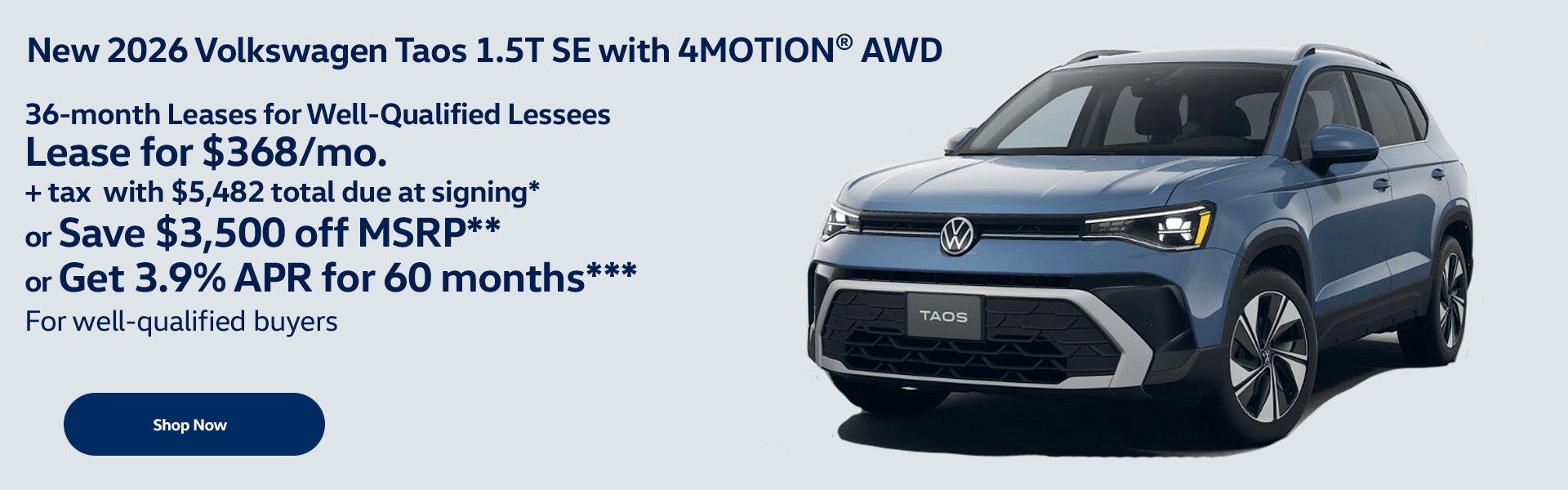 New 2026 Volkswagen Taos 1.5T SE with 4MOTION® AWD