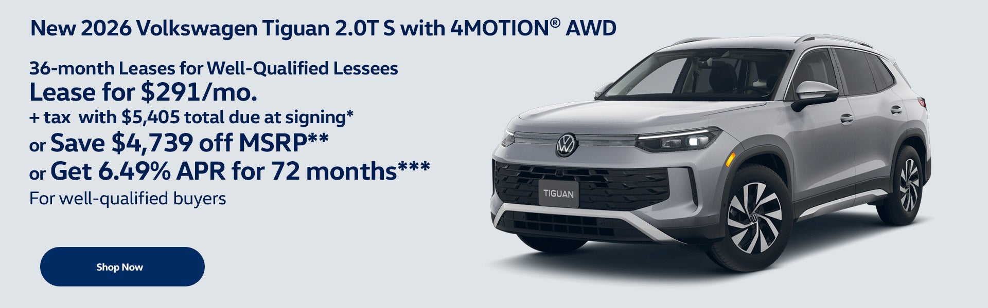 New 2026 Volkswagen Tiguan 2.0T S with 4MOTION® AWD